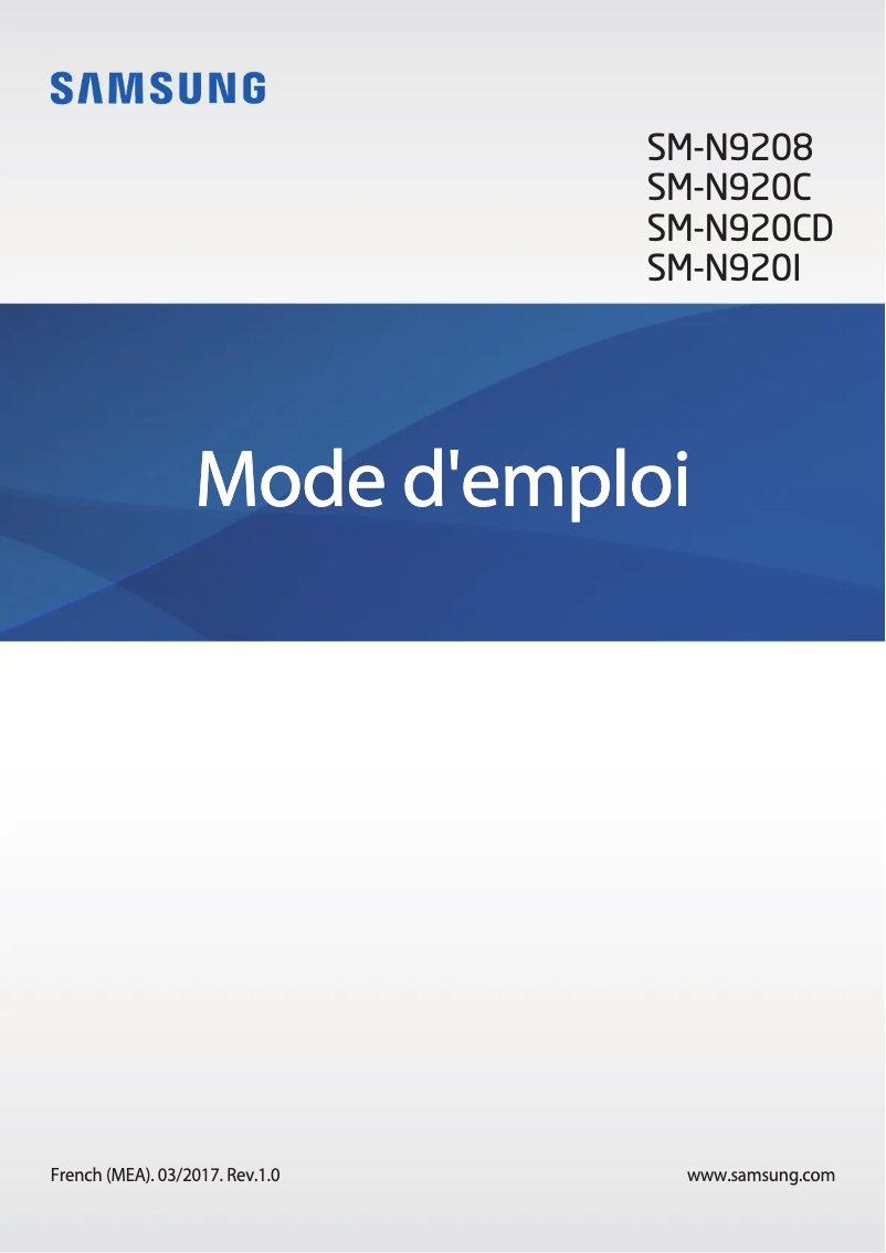 Image de la première page du manuel de l'appareil Galaxy Note 5