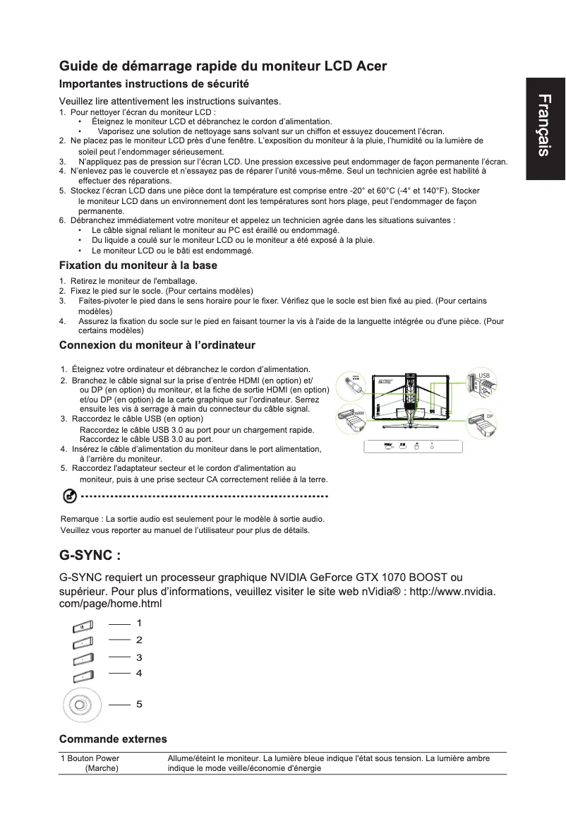 Page n°1 - Manuel utilisateur Acer Predator X27