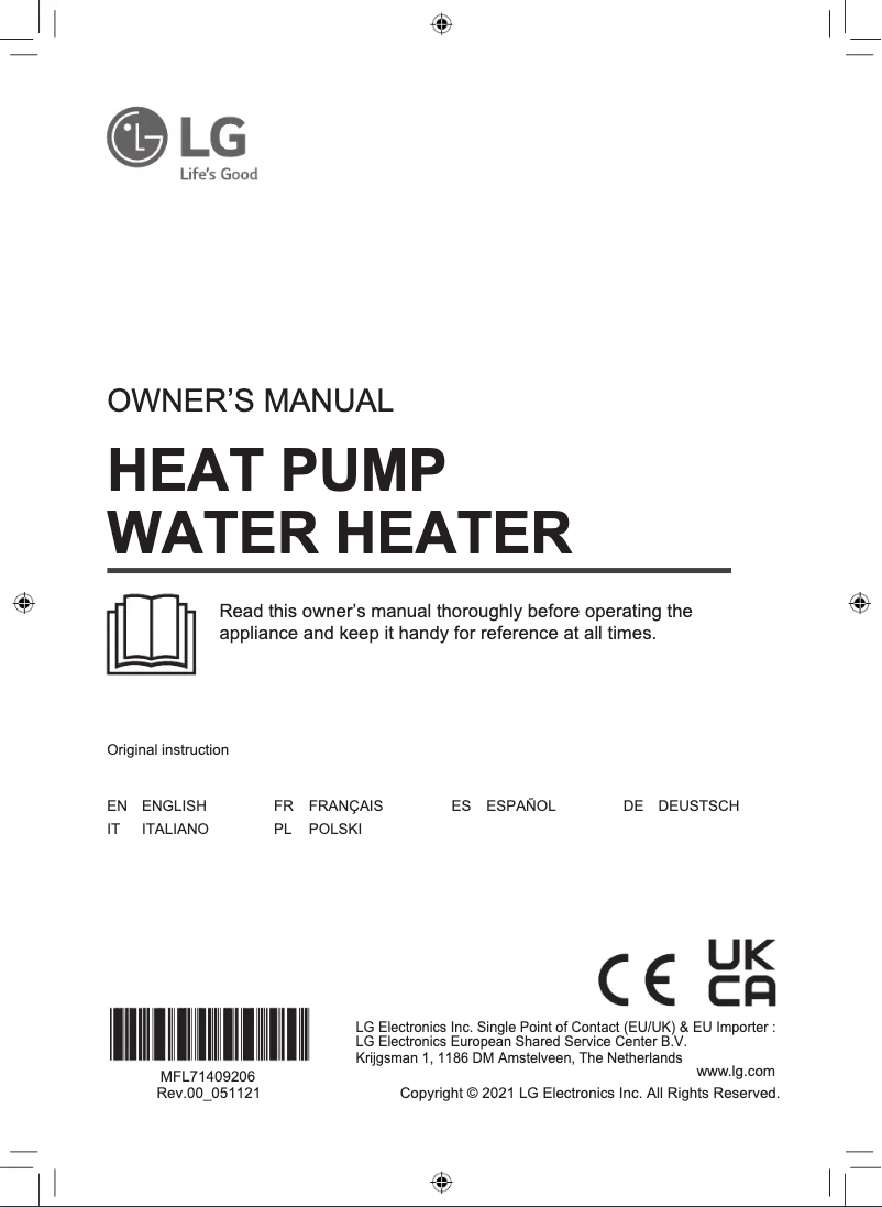 Page 1 de la notice Manuel utilisateur LG WH20S