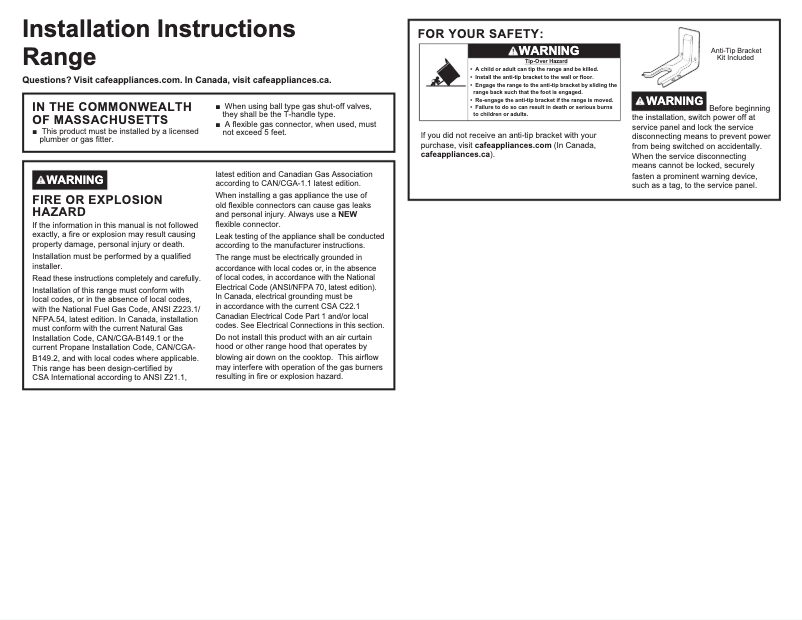 Page 1 de la notice Guide d'installation GE C2S950P2MS1