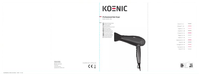 Page n°1 - Manuel utilisateur Koenic KHD 4221 AC