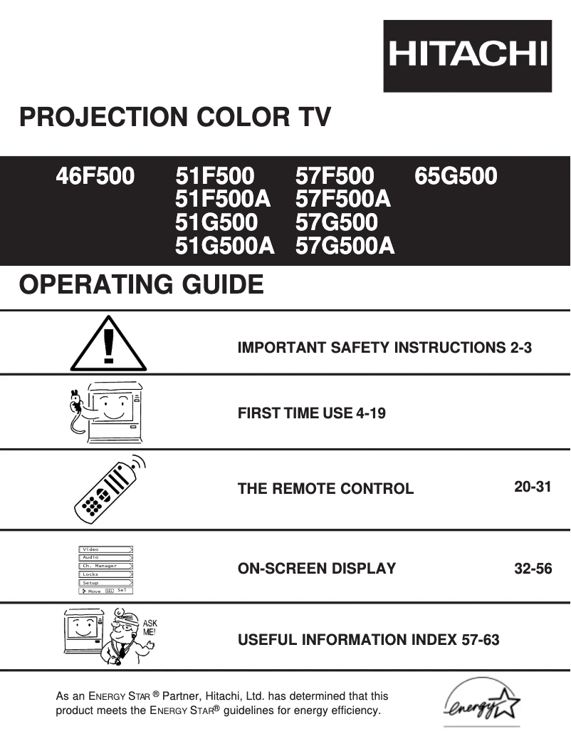 Page 1 de la notice Manuel utilisateur Hitachi 51F500A