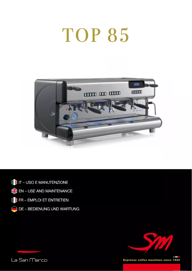 Page 1 de la notice Manuel utilisateur La San Marco Top 85