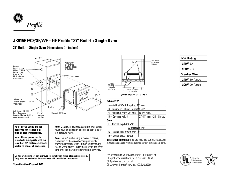 First page image of the manual for JK915SFSS