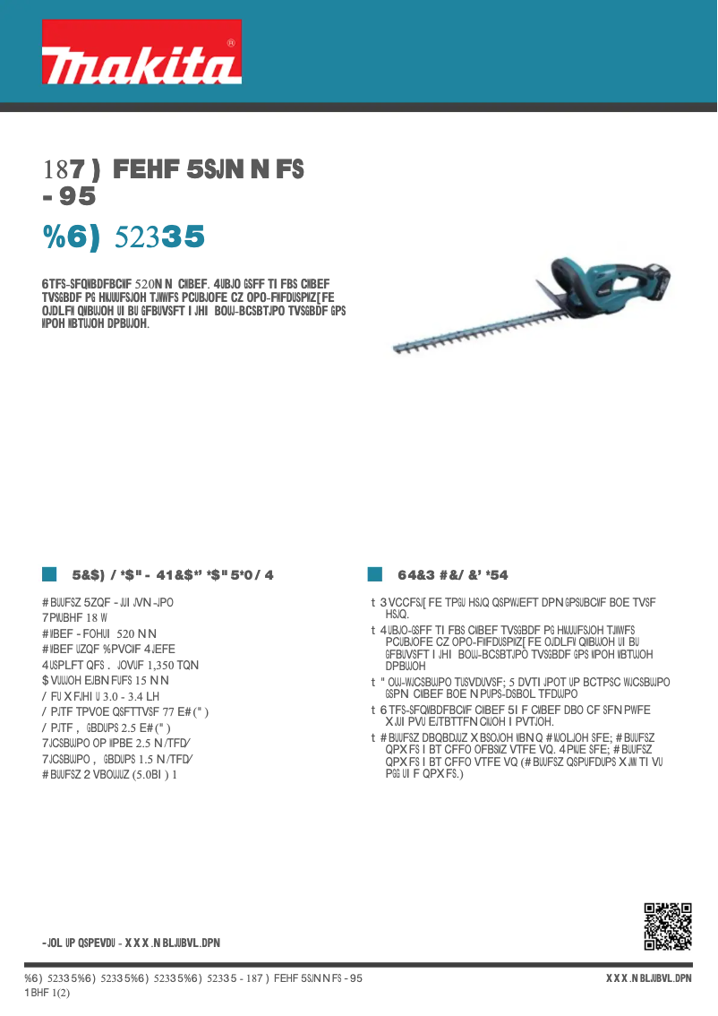 Page 1 de la notice Fiche technique Makita DUH523RT