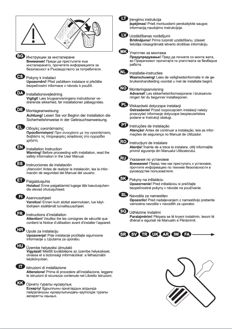 Page n°1 - Guide d'installation Electrolux EW6F1412ER