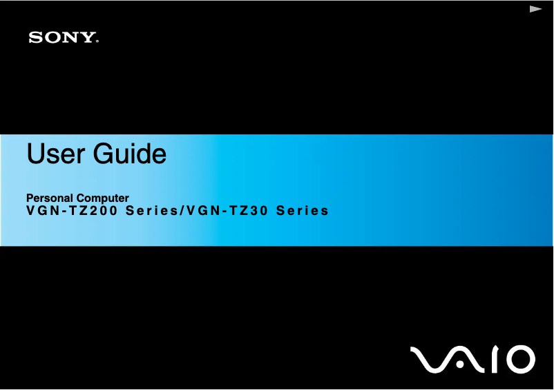 Page 1 de la notice Manuel utilisateur Sony Vaio VGN-TZ290