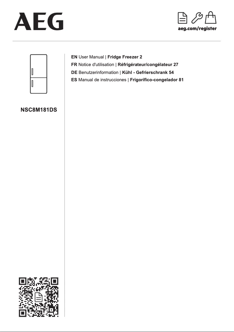 Page 1 de la notice Manuel utilisateur AEG NSC8M181DS
