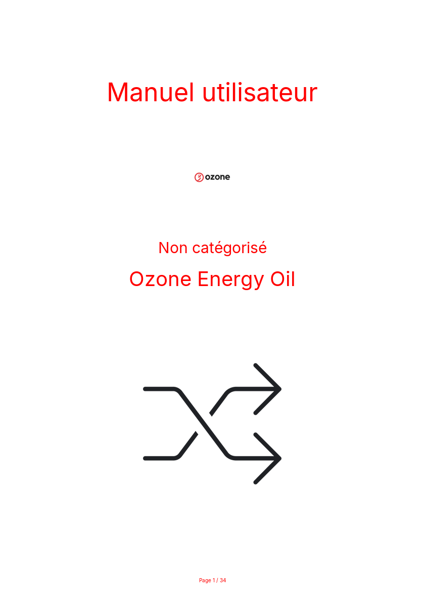 Page n°1 - Manuel utilisateur Ozone Energy Oil