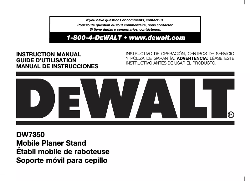 Page 1 de la notice Manuel utilisateur DeWalt DW7350