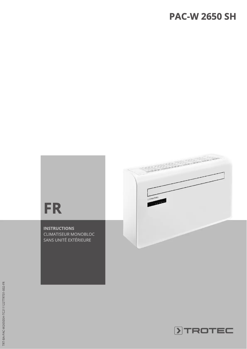 Page 1 de la notice Manuel utilisateur Trotec PAC-W 2650 SH