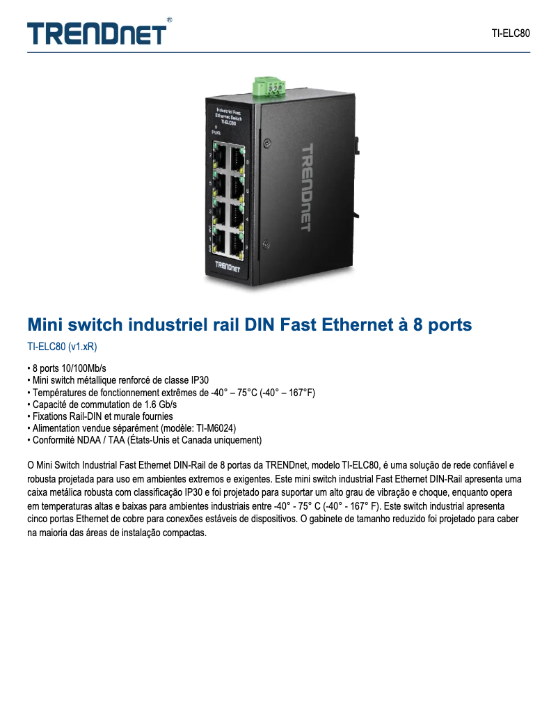 Image de la première page du manuel de l'appareil TI-ELC80