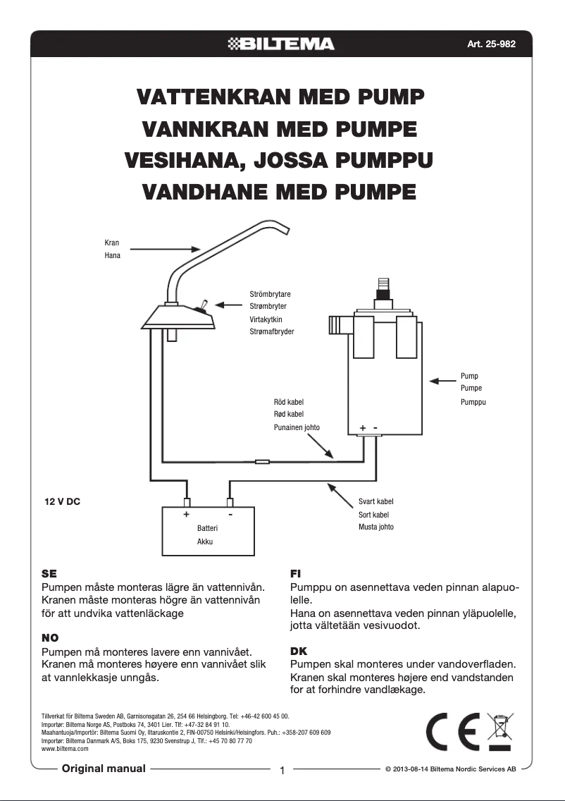 Page n°1 - Manuel utilisateur Biltema 25-982
