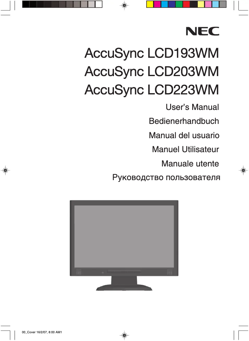 Imagen de la primera página del manual del dispositivo AccuSync LCD223WM