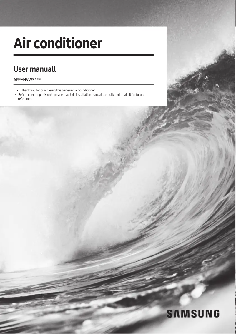 Page 1 de la notice Manuel utilisateur Samsung AR09NVWSBWKNMD