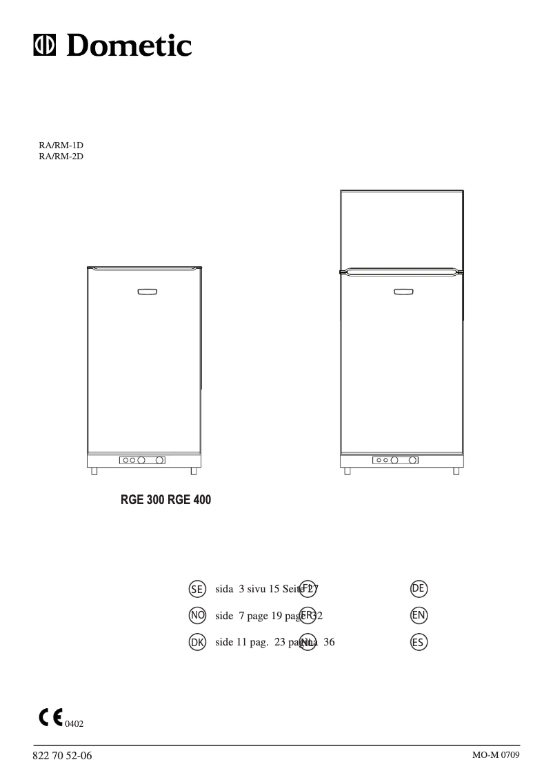 Page 1 de la notice Mode d'emploi Dometic RGE 400