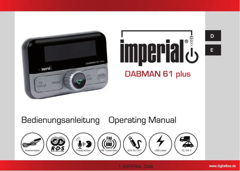 Page 1 de la notice Manuel utilisateur Imperial DABMAN 61 plus