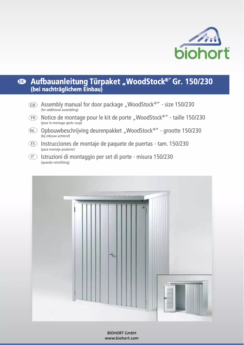 Page n°1 - Manuel utilisateur Biohort Woodstock
