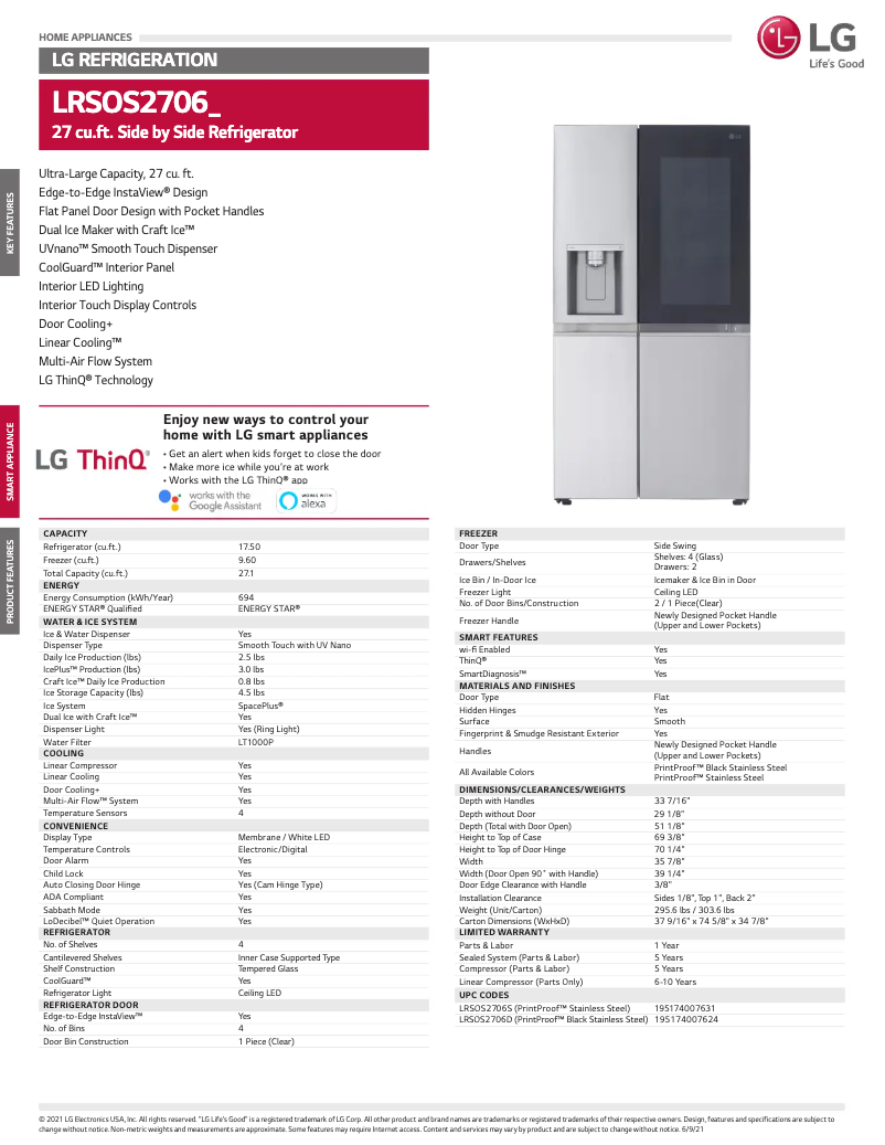 Image de la première page du manuel de l'appareil LRSOS2706S