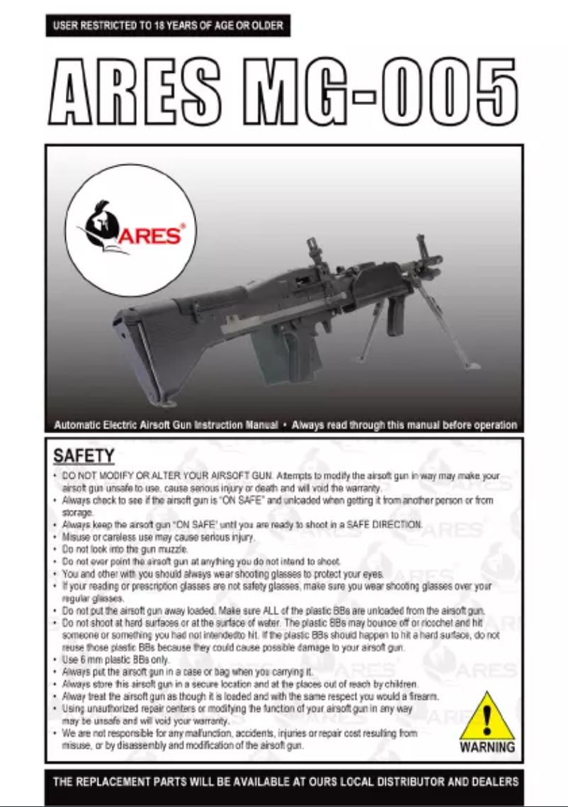 Page 1 de la notice Manuel utilisateur Ares MG-005