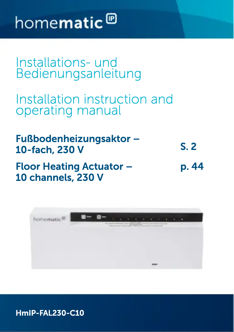 Page n°1 - Manuel utilisateur Homematic IP HMIPW-FAL230-C10