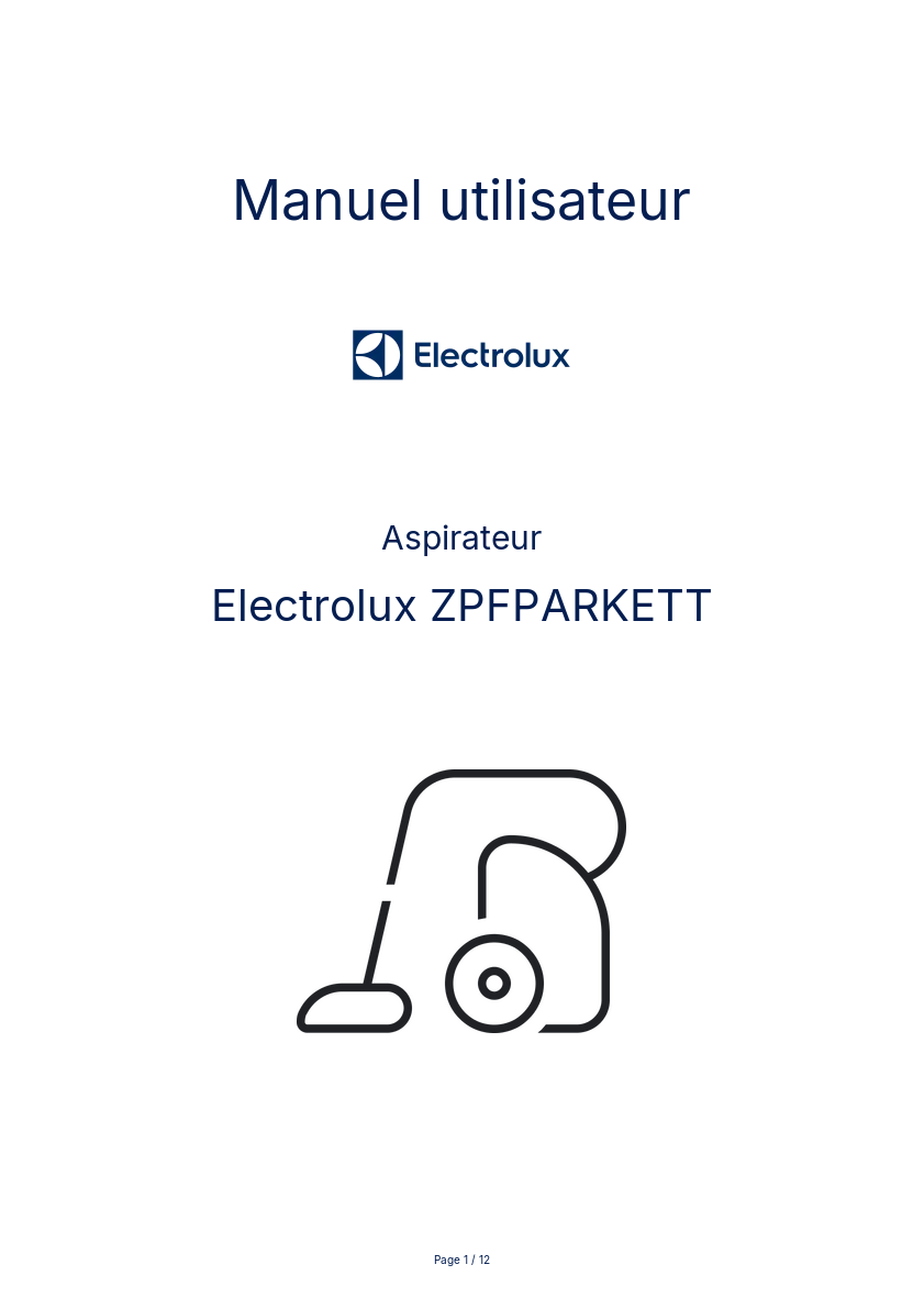 Page n°1 - Manuel utilisateur Electrolux ZPFPARKETT