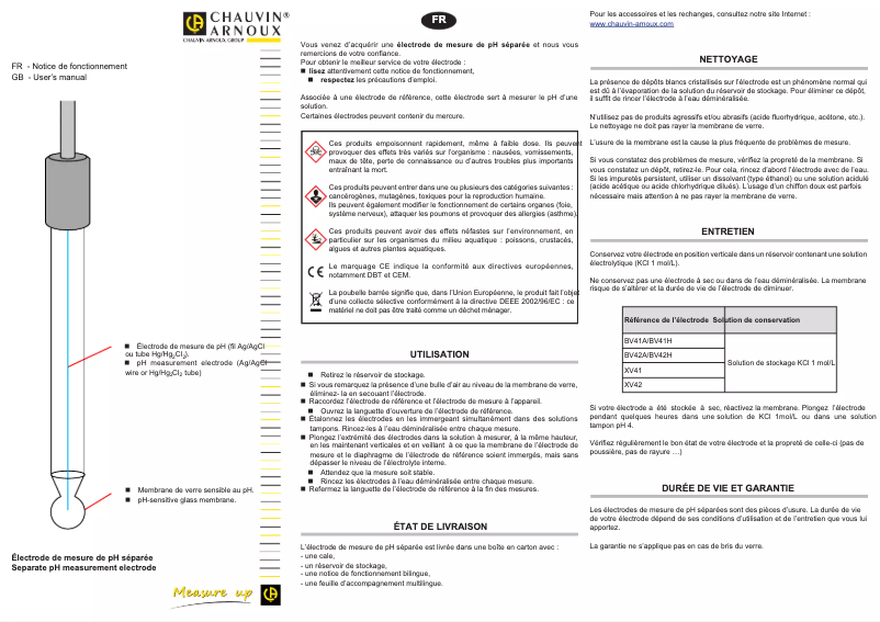 Page 1 de la notice Manuel utilisateur Chauvin Arnoux BV41