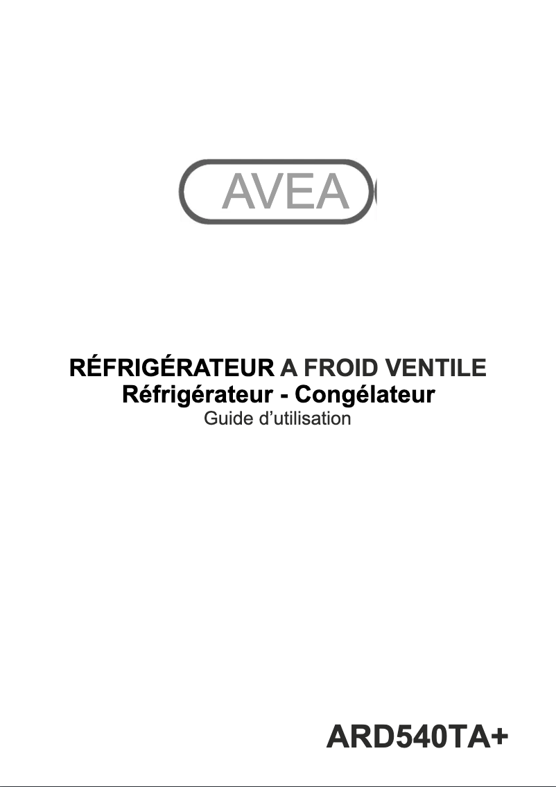 Page n°1 - Manuel utilisateur AVEA ARD540TA+