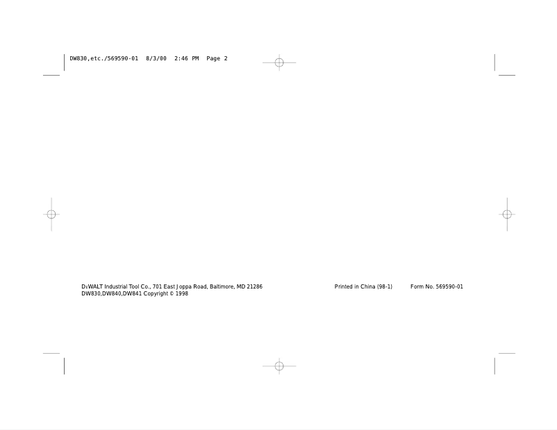 Page 1 de la notice Manuel utilisateur DeWalt DW830