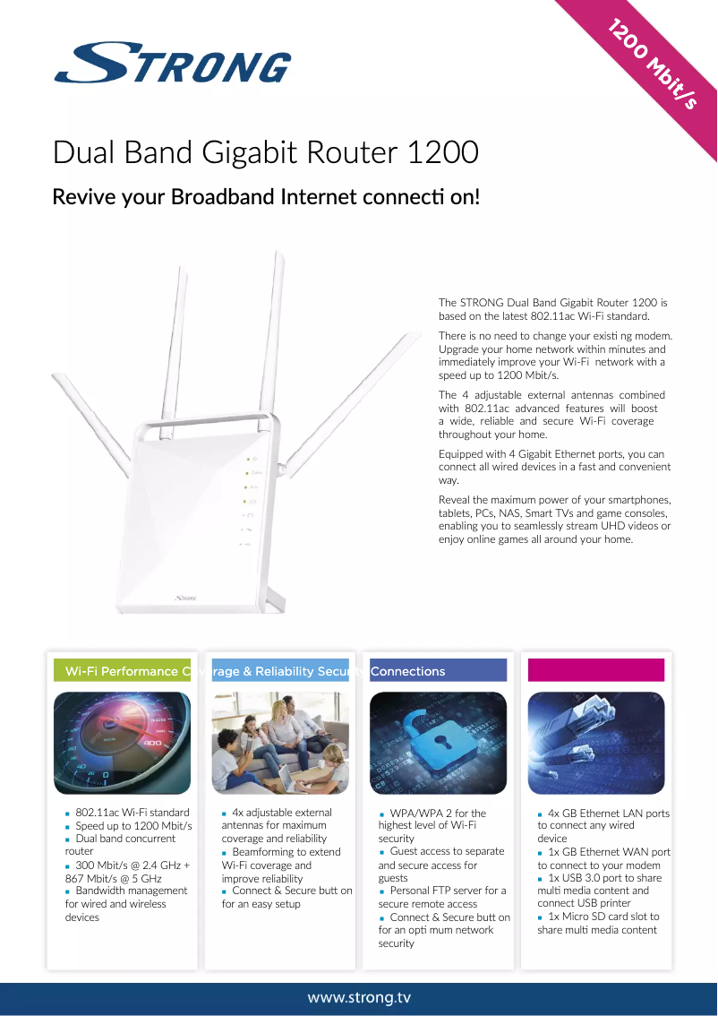 Page n°1 - Fiche technique Strong Dual Band Gigabit Router 1200