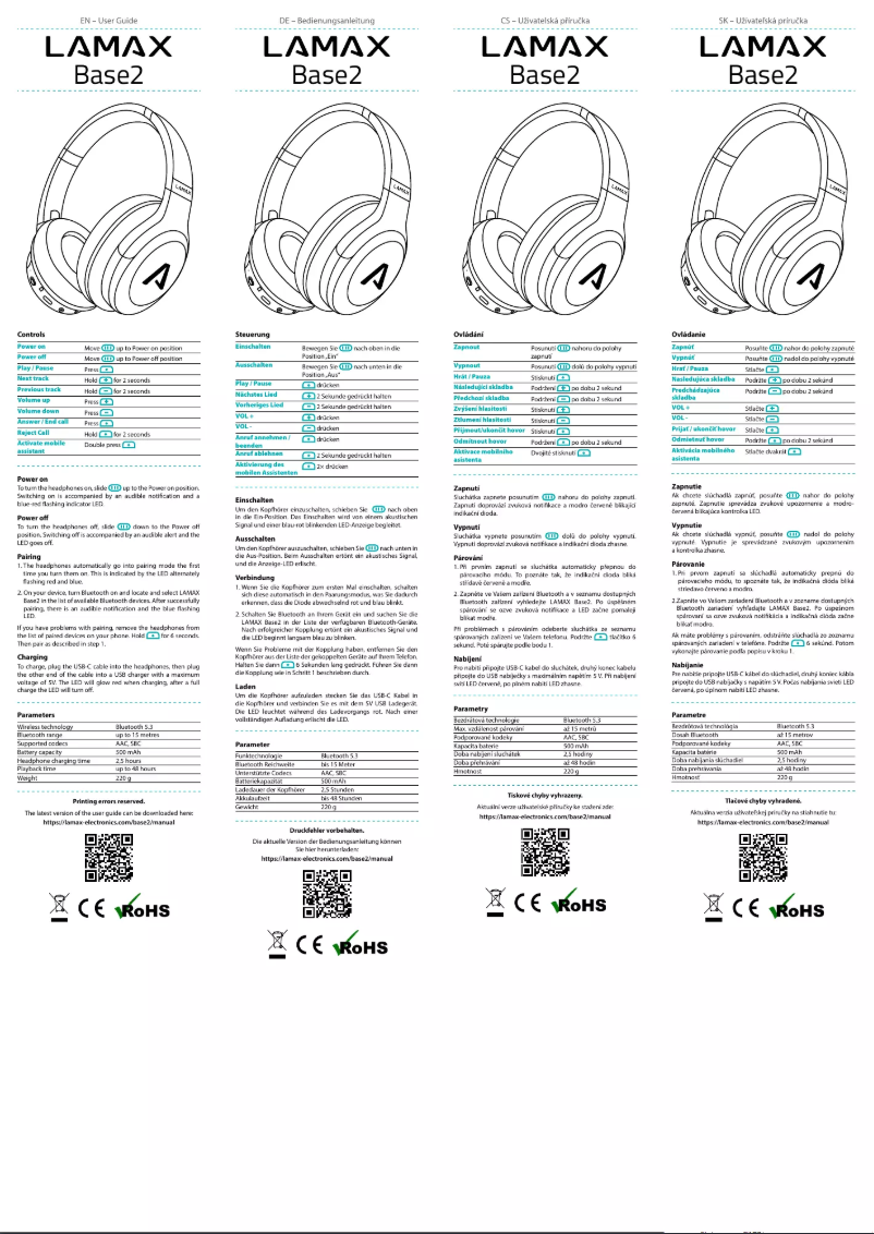 Page n°1 - Manuel utilisateur Lamax Base2