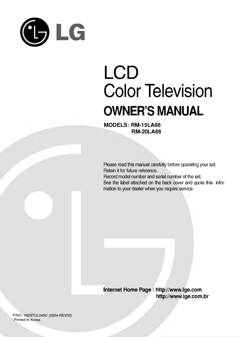 Page 1 de la notice Manuel utilisateur LG RM-20LA66