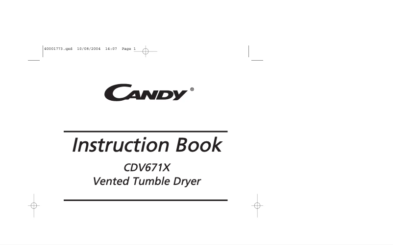 Page 1 de la notice Manuel utilisateur Candy CDV 671 X