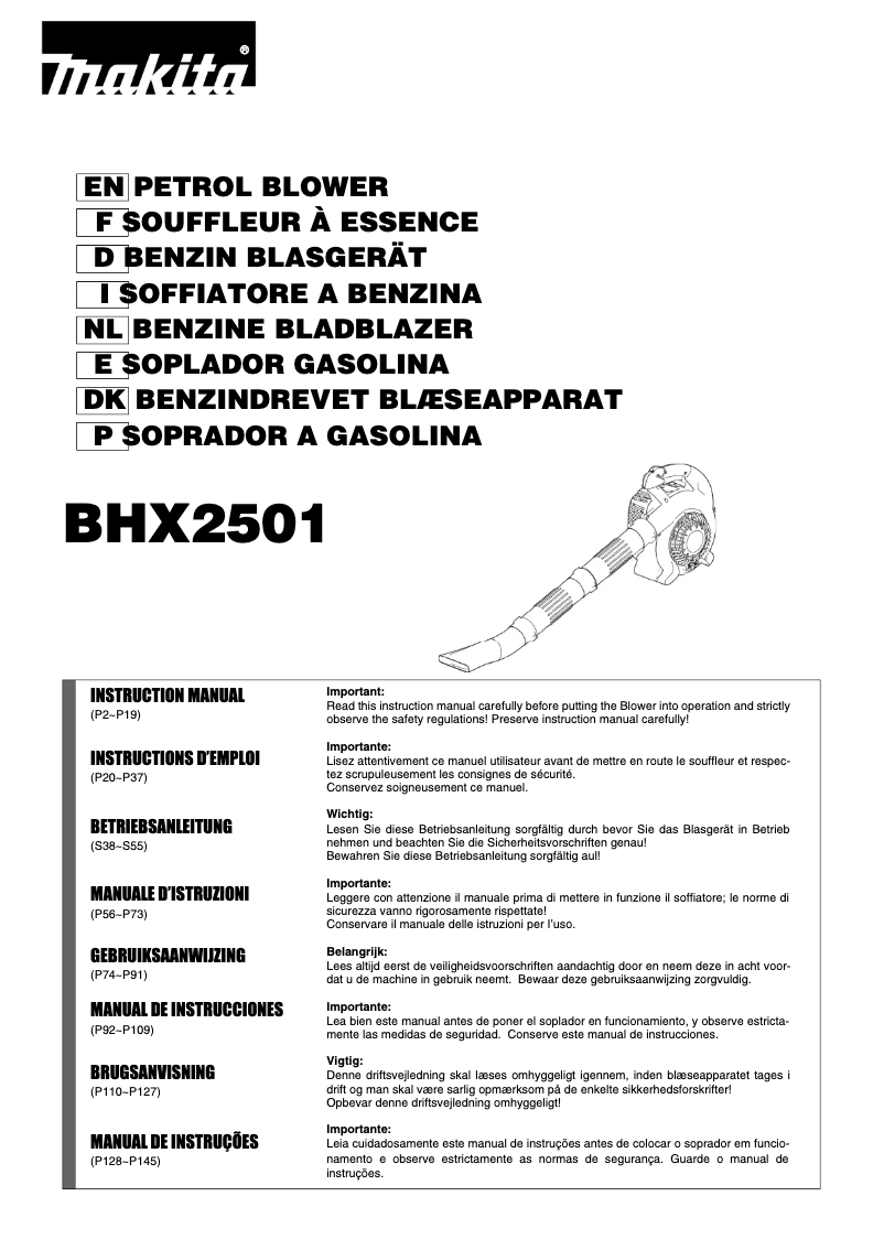 Image de la première page du manuel de l'appareil BHX2501