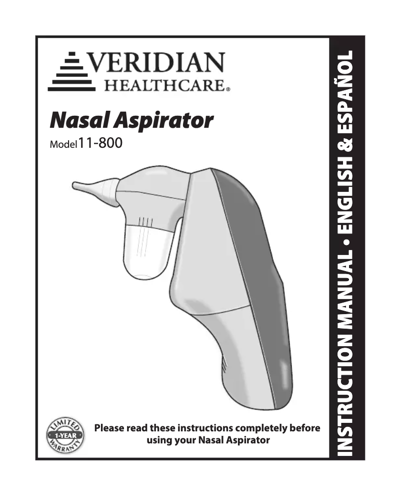 Page n°1 - Manuel utilisateur Veridian Healthcare 11-800