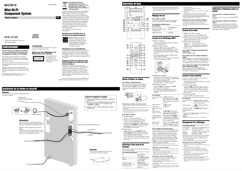 Page n°1 - Manuel utilisateur Sony MHC-EC50