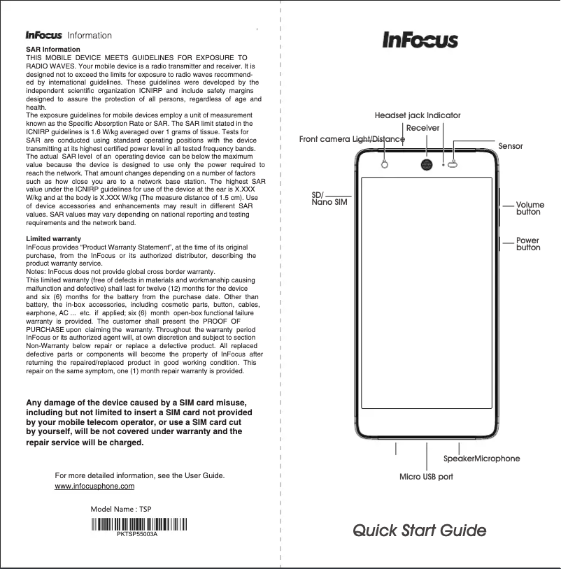 Page 1 de la notice Manuel utilisateur InFocus Epic 1