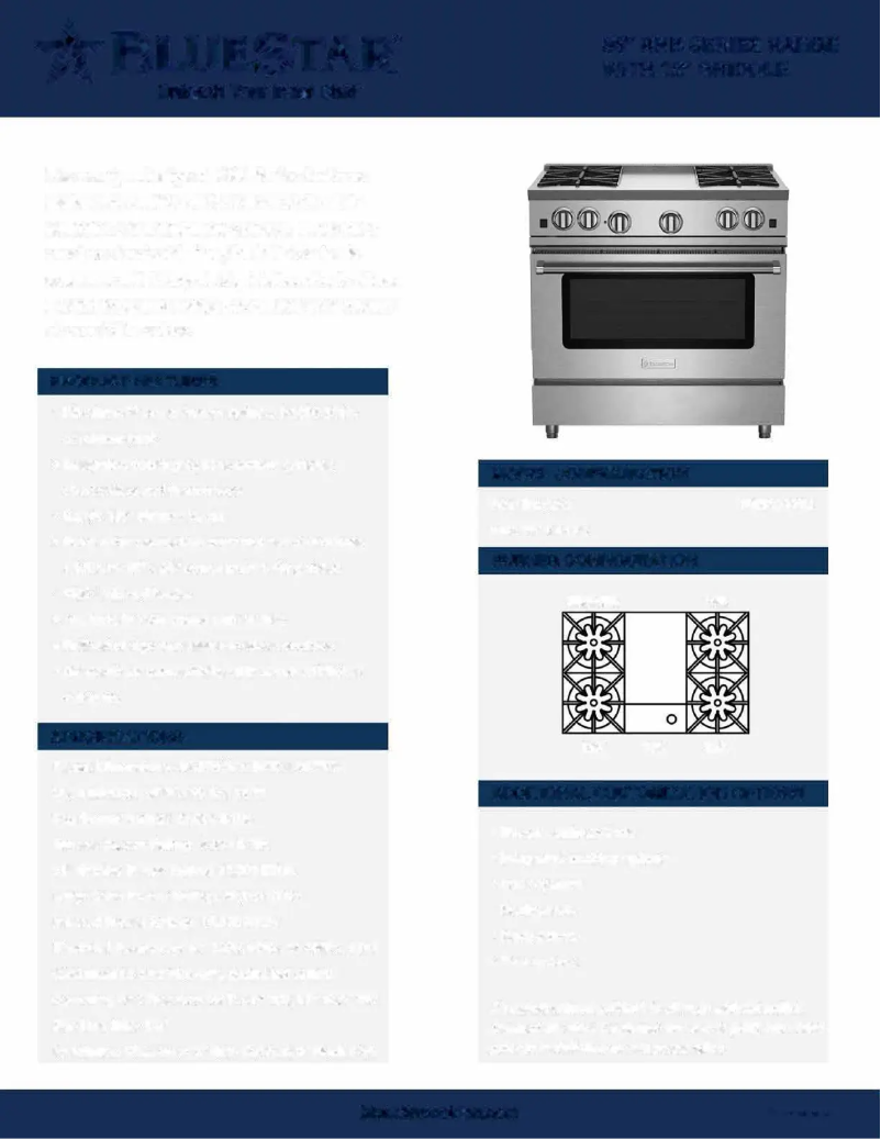 Página 1 del manual Ficha técnica BlueStar RNB364GV2