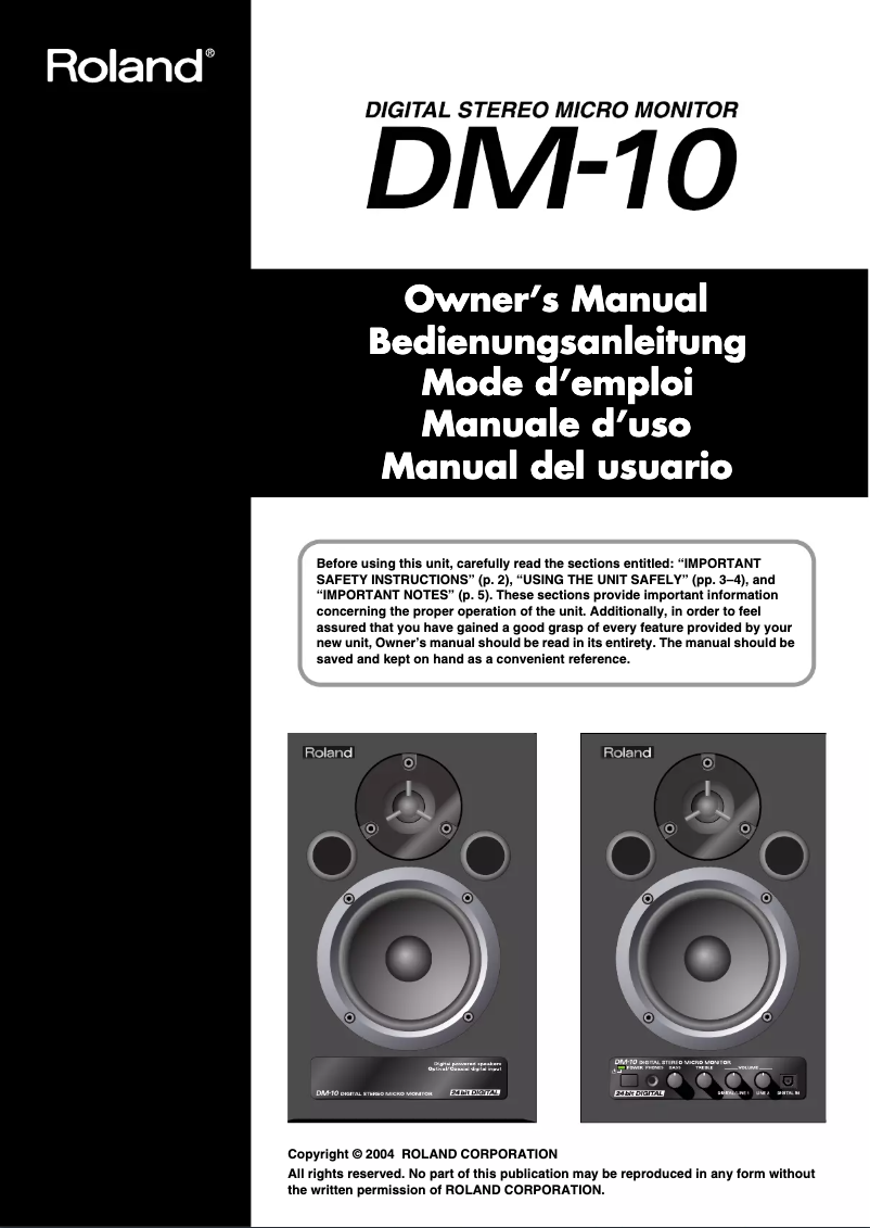 Page n°1 - Manuel utilisateur Roland DM-10