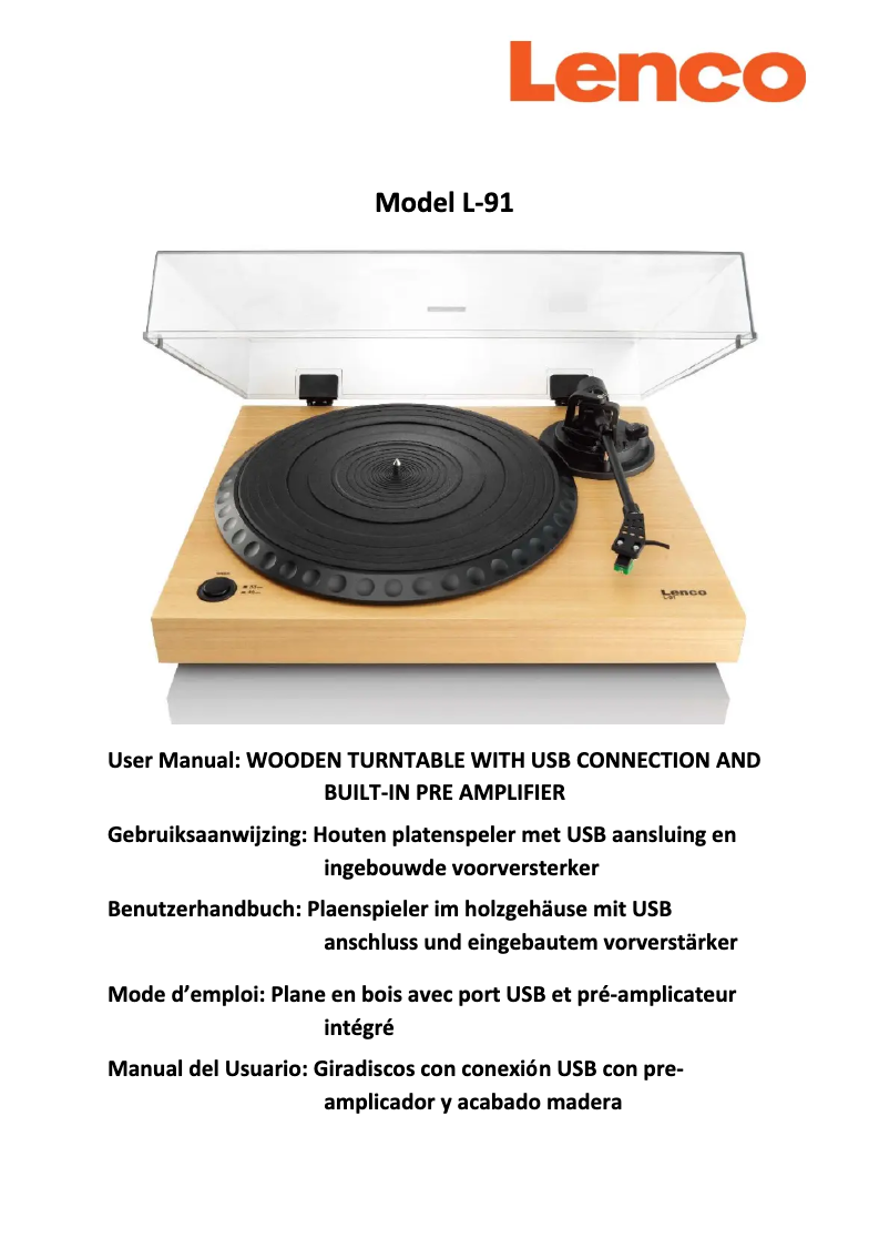 Page n°1 - Manuel utilisateur Lenco L-91