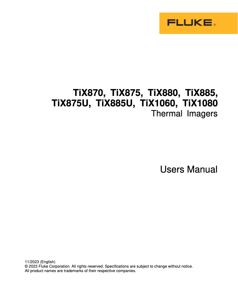 Page n°1 - Manuel utilisateur Fluke TiX885