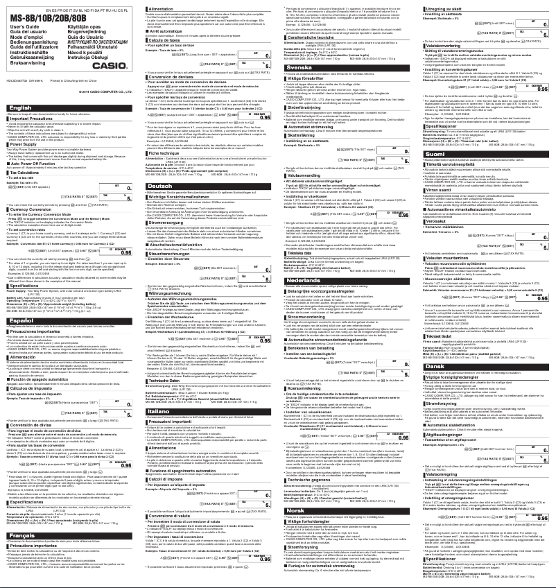 Page 1 de la notice Manuel utilisateur Casio MS-8B