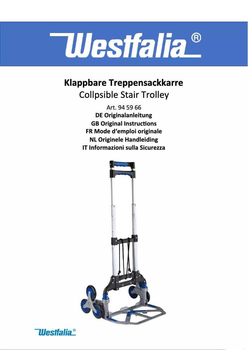 Page n°1 - Manuel utilisateur Westfalia 945966