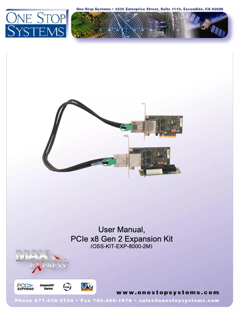 Page n°1 - Manuel utilisateur One Stop Systems OSS-KIT-EXP-8000-2M