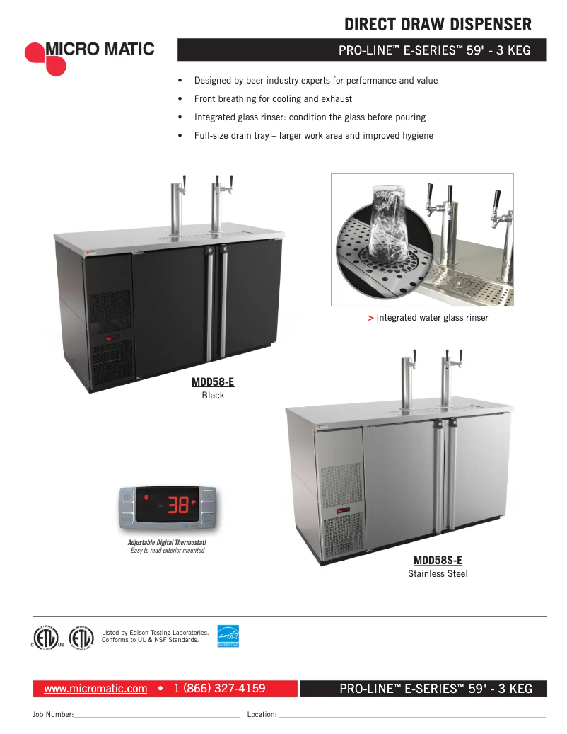Page 1 de la notice Fiche technique Micro Matic MDD58S-E