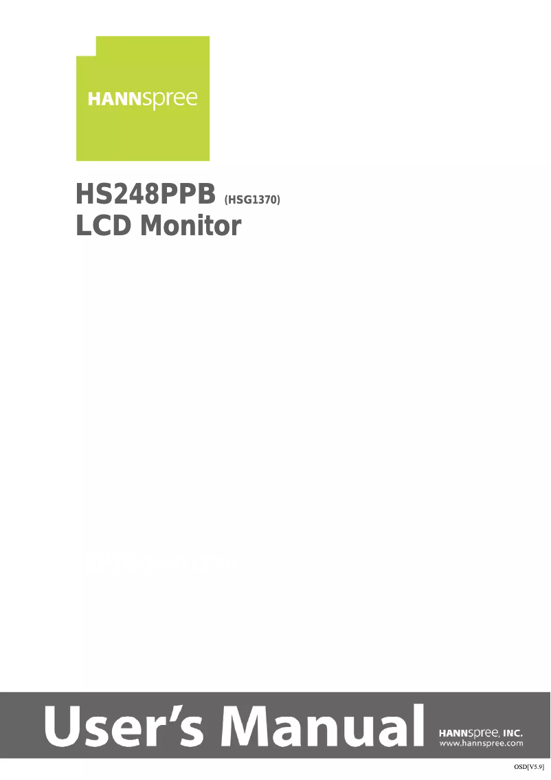 Image de la première page du manuel de l'appareil Hanns.G HS 248 PPB