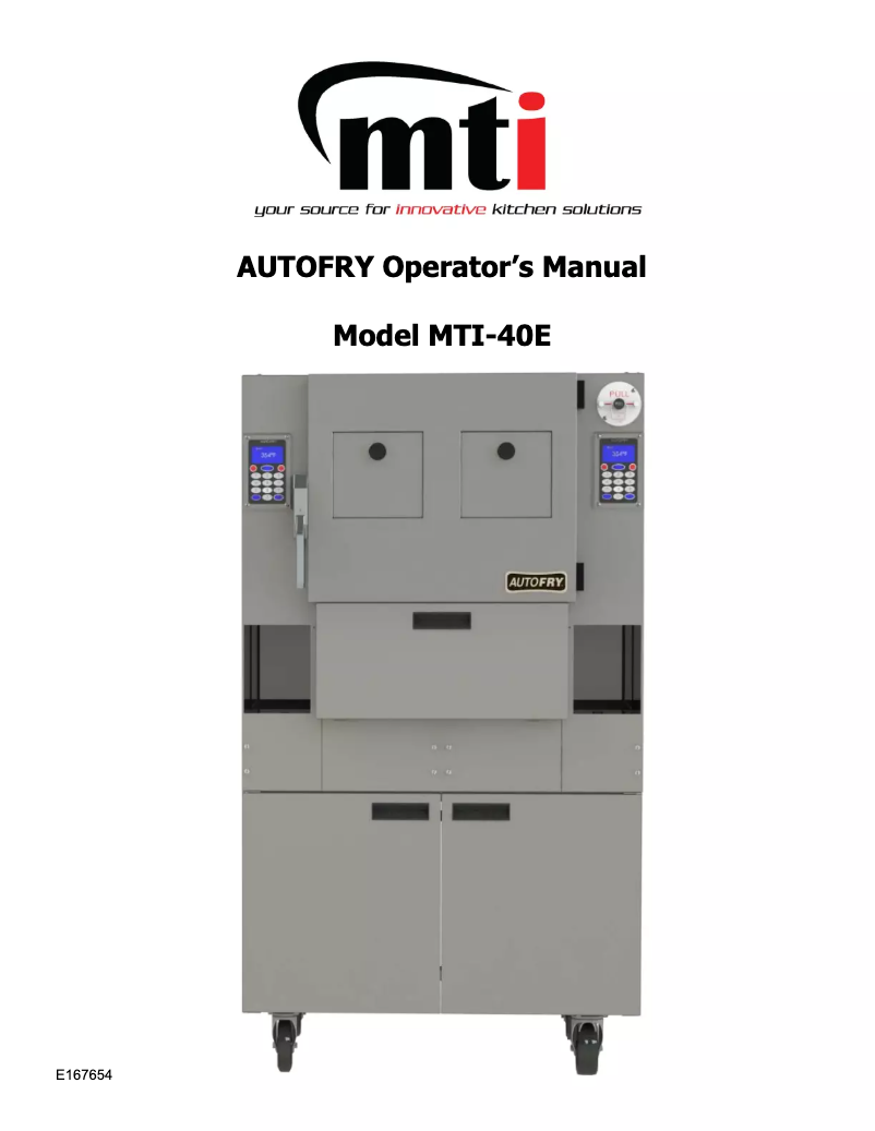 Page 1 de la notice Manuel utilisateur AutoFry MTI-40E
