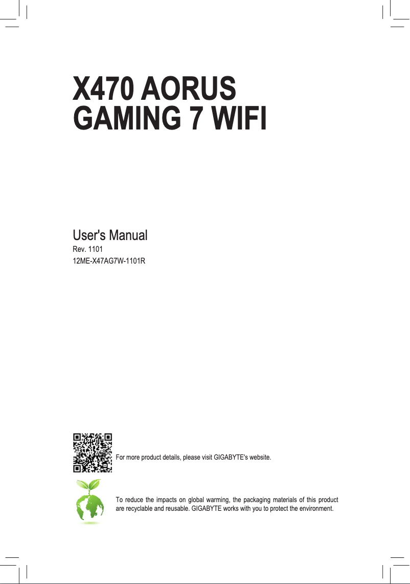 Page n°1 - Manuel utilisateur Gigabyte X470 Aorus Gaming 7 WIFI