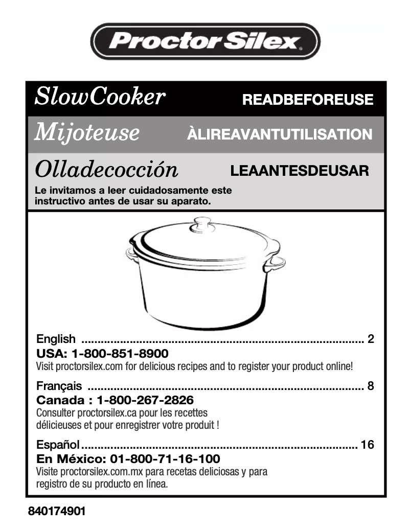 Page 1 of the manual User Manual Proctor Silex 33113Y