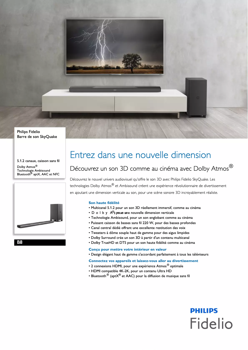 Página 1 del manual Ficha técnica Philips B8